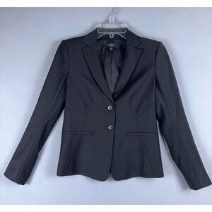 Ann Taylor Blazer Coat Womens Size 0 Petite Long Sleeves Single Breasted Black